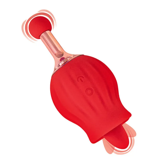 Nasstoys ClitTastic Rose Bud Tongue Licking Dual Massager Red Vibrators Nasstoys ClitTastic Rose Bud Tongue Licking Dual Massager Red Vibrators