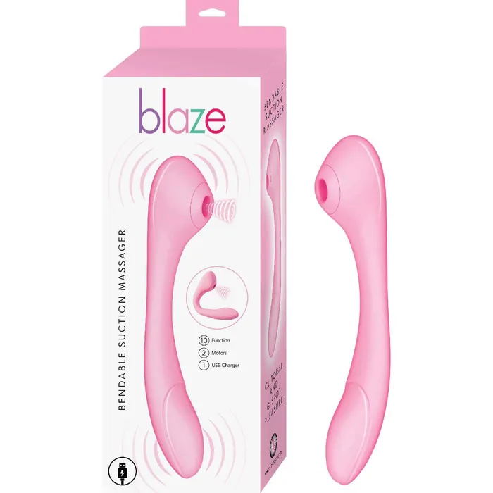 Blaze Bendable Suction Massager Flexible Dual Stimulation Vibrator in Pink Nasstoys Female Sex Toys Blaze Bendable Suction Massager Flexible Dual Stimulation Vibrator in Pink Nasstoys Female Sex Toys