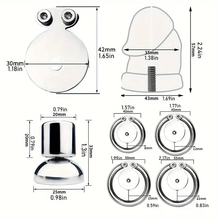 Female Sex Toys FRRK405 Realistic Dildo Glans Chastity Cage Stainless Cock Lock FRRK