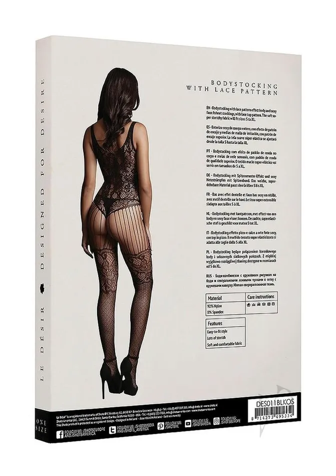 Le Desir Lace Fishnet Bodystocking Os Blk Bodystockings Playsuits