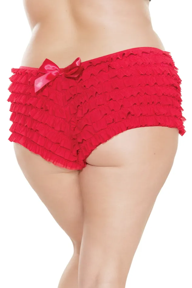 Coquette Red Ruffle Booty Shorts with Bow Coquette Male Sex Toys